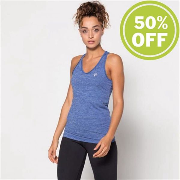 Camisas Fila Mujer Azules Flores - Olbia Top Perforce Sports Top Melange - España 814635QSB